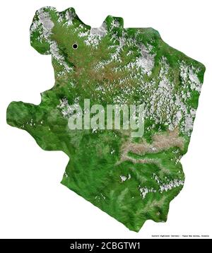 Form der östlichen Highlands, Provinz Papua-Neuguinea, mit seiner Hauptstadt isoliert auf weißem Hintergrund. Satellitenbilder. 3D-Rendering Stockfoto