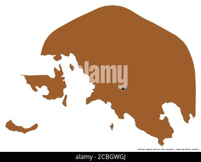 Form des National Capital District, Bezirk von Papua-Neuguinea, mit seiner Hauptstadt auf weißem Hintergrund isoliert. Komposition von gemusterten Texturen. 3D Stockfoto