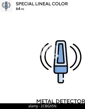 Metalldetektor spezielles lineales Farbvektorsymbol. Metalldetektorsymbole für Ihr Geschäftsprojekt Stock Vektor