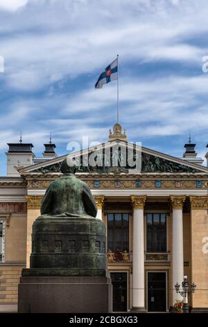 Finnland hat einen neuen Flaggentag in den Kalender aufgenommen. Der 9. august ist nun der Tag der finnischen Kunst und Künstlerin Tove Jansson. Schöpfer der mumin-Charaktere. Stockfoto