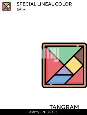 Tangram spezielles lineales Farbvektorsymbol. Tangram-Symbole für Ihr Geschäftsprojekt Stock Vektor