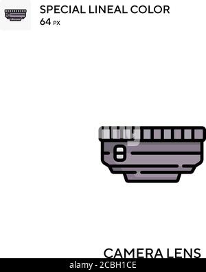 Spezielles lineales Farbevektor-Symbol für Kameraobjektiv. Kameralinsen-Symbole für Ihr Geschäftsprojekt Stock Vektor