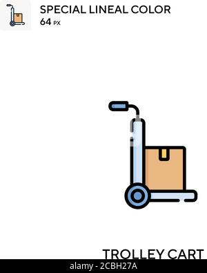 Trolley-Wagen spezielle lineare Farbe Vektor-Symbol. Trolley-Cart-Symbole für Ihr Geschäftsprojekt Stock Vektor