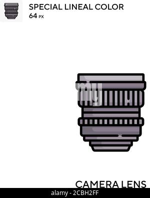 Spezielles lineales Farbevektor-Symbol für Kameraobjektiv. Kameralinsen-Symbole für Ihr Geschäftsprojekt Stock Vektor