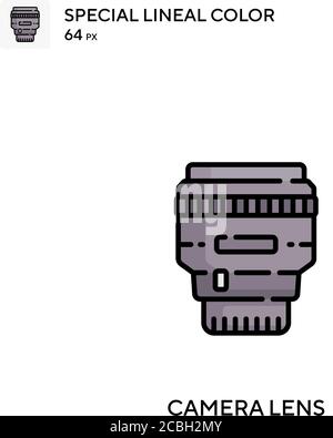 Spezielles lineales Farbevektor-Symbol für Kameraobjektiv. Kameralinsen-Symbole für Ihr Geschäftsprojekt Stock Vektor