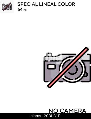 Kein Kamera-spezielles lineales Farbvektorsymbol. Keine Kamerasymbole für Ihr Geschäftsprojekt Stock Vektor