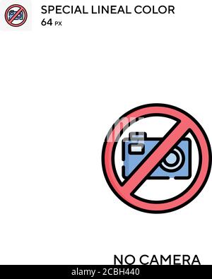 Kein Kamera-spezielles lineales Farbvektorsymbol. Keine Kamerasymbole für Ihr Geschäftsprojekt Stock Vektor