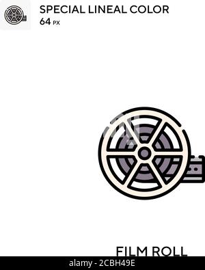 Filmrolle spezielles lineales Farbvektorsymbol. Filmrollen-Symbole für Ihr Geschäftsprojekt Stock Vektor