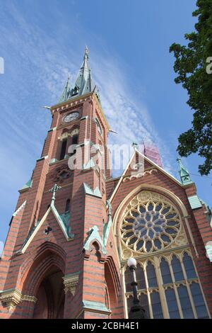 Göteborg, Schweden - Juni 16 2019: Die Fassade der Oscar Fredriks Kirche am 16 2019. Juni in Göteborg, Schweden. Stockfoto