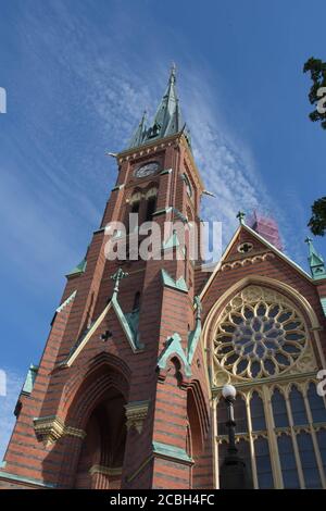 Göteborg, Schweden - Juni 16 2019: Die Fassade der Oscar Fredriks Kirche am 16 2019. Juni in Göteborg, Schweden. Stockfoto