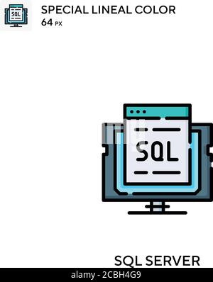 SQL Server-spezielles lineales Farbvektorsymbol. SQL Server-Symbole für Ihr Geschäftsprojekt Stock Vektor