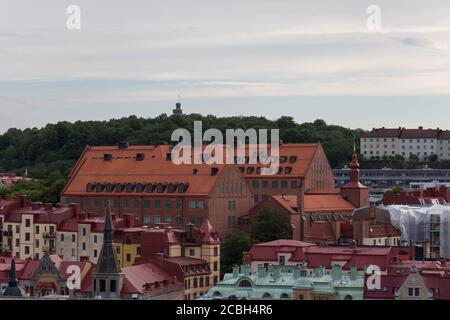 Göteborg, Schweden - Juni 16 2019: Der Blick auf Gebäude Eingangshalle auf einer typischen Straße am 16 2019. Juni in Göteborg, Schweden. Stockfoto