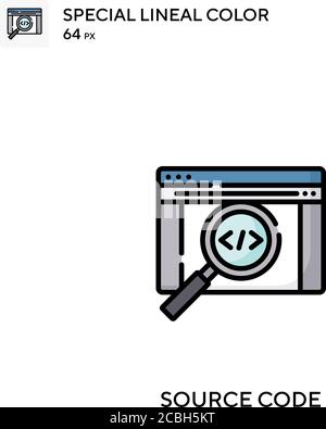 Quellcode spezielles lineales Farbvektorsymbol. Quellcodes für Ihr Geschäftsprojekt Stock Vektor