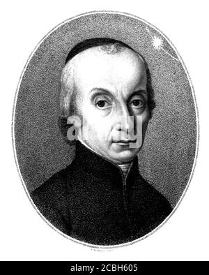1820 c, ITALIEN : der berühmte italienische Priester und Astronom GIUSEPPE PIAZZI ( 1746 - 1826 ). Entdecken Sie Cerere (Ceres, der Zwergplanet) im Jahr 1801. - SCIENZA - ritratto - Portrait - prete - Priester - SCIENZIATO - SCIENZA - WISSENSCHAFT - WISSENSCHAFTLER - GESCHICHTE - foto storiche - ASTRONOMIA - ASTRONOMIE - ASTRONOM - ASTRONOMO - Illustration - Illustration - Gravur - incisione - KATHOLISCHE RELIGION - RELIGIONE CATTOLICA --- ARCHIVIO GBB Stockfoto