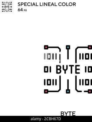 Byte-spezielles lineales Farbvektorsymbol. Byte-Symbole für Ihr Geschäftsprojekt Stock Vektor