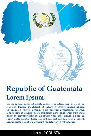 Flagge von Guatemala, Republik Guatemala. Vorlage für Award Design, ein offizielles Dokument mit der Flagge von Guatemala und andere Verwendungen. Stock Vektor