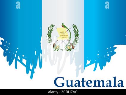 Flagge von Guatemala, Republik Guatemala. Vorlage für Award Design, ein offizielles Dokument mit der Flagge von Guatemala und andere Verwendungen. Stock Vektor