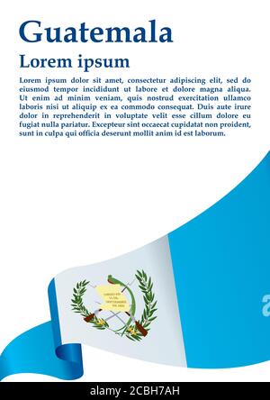 Flagge von Guatemala, Republik Guatemala. Vorlage für Award Design, ein offizielles Dokument mit der Flagge von Guatemala und andere Verwendungen. Stock Vektor