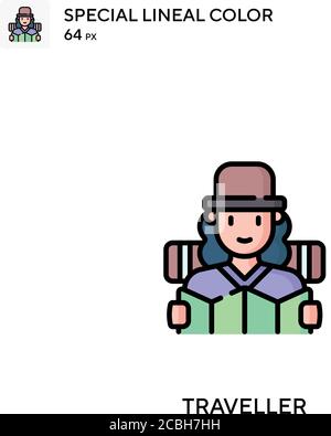 Spezielles lineales Farbvektorsymbol für Reisende. Symbole für Reisende für Ihr Geschäftsprojekt Stock Vektor