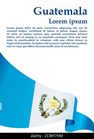 Flagge von Guatemala, Republik Guatemala. Vorlage für Award Design, ein offizielles Dokument mit der Flagge von Guatemala und andere Verwendungen. Stock Vektor