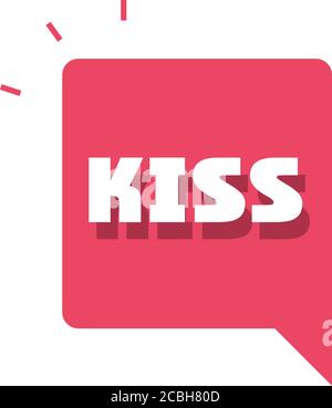 Slang Blasen, Kuss einzigen Wort über weißem Hintergrund, flache Symbol Design Vektor Illustration Stock Vektor