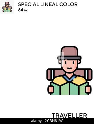 Spezielles lineales Farbvektorsymbol für Reisende. Symbole für Reisende für Ihr Geschäftsprojekt Stock Vektor