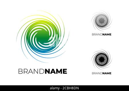 Anfängliches abstraktes Firmenlogo. Corporate Identity Logo Design. Kreis Energie Wirbel Rotation Marke Symbol Konzept. Bunte Vektor-Symbol eps Abbildung Stock Vektor