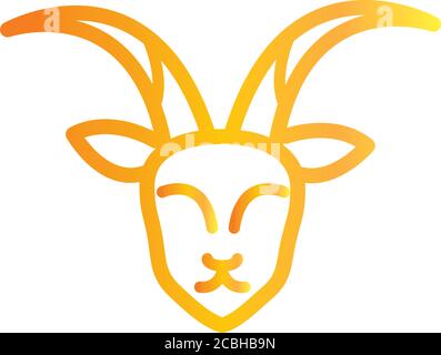 Gehörnte RAM Kopf Tier auf weißem Hintergrund Gradienten Stil Symbol vektorgrafik Stock Vektor