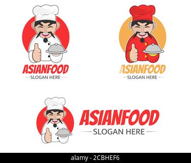 Illustration Vektor Design von asiatischen Koch Logo für asiatische Lebensmittel. Stock Vektor