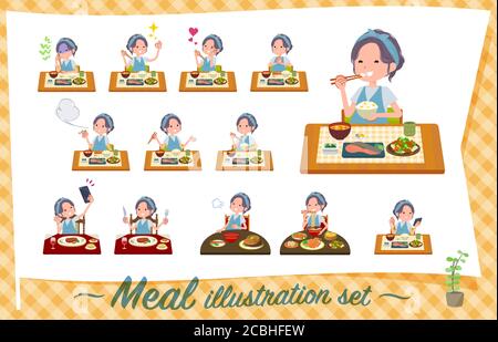Eine Reihe von schwangeren Frauen über Mahlzeiten.Japanische und chinesische Küche, westliche Stil Gerichte und so weiter.Es ist Vektor-Kunst, so ist es einfach zu bearbeiten. Stock Vektor