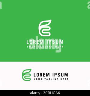 Buchstabe E Logo mit Blättern minimalistischen Stil Design Stock Vektor