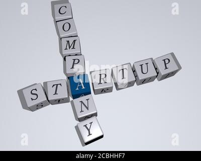 Startup Firma Kreuzworträtsel von kubischen Würfel Buchstaben - 3D-Illustration Für Business und Konzept Stockfoto