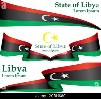 Flagge Libyens, Staat Libyen. Vorlage für Award Design, ein offizielles Dokument mit der Flagge Libyens. Helle, farbenfrohe Vektorgrafik. Stock Vektor