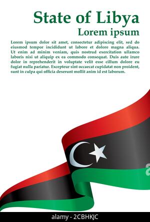 Flagge Libyens, Staat Libyen. Vorlage für Award Design, ein offizielles Dokument mit der Flagge Libyens. Helle, farbenfrohe Vektorgrafik. Stock Vektor