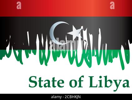 Flagge Libyens, Staat Libyen. Vorlage für Award Design, ein offizielles Dokument mit der Flagge Libyens. Helle, farbenfrohe Vektorgrafik. Stock Vektor