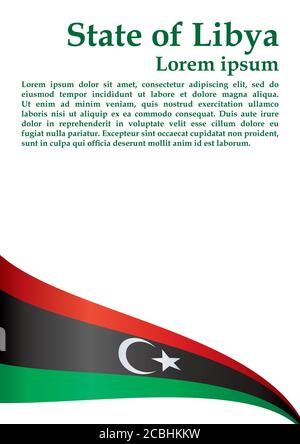 Flagge Libyens, Staat Libyen. Vorlage für Award Design, ein offizielles Dokument mit der Flagge Libyens. Helle, farbenfrohe Vektorgrafik. Stock Vektor