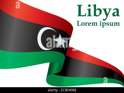 Flagge Libyens, Staat Libyen. Vorlage für Award Design, ein offizielles Dokument mit der Flagge Libyens. Helle, farbenfrohe Vektorgrafik. Stock Vektor