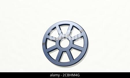 Farbpalette 3D-Symbol an der Wand - 3D-Illustration Für Hintergrund und Abstract Stockfoto