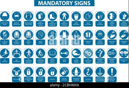 Satz der obligatorischen Zeichen auf weißem Hintergrund Stock Vektor