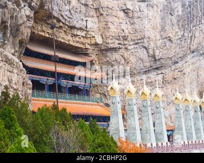 Mianshan Berg das Welterbe, viele der alten hängenden taoistischen Tempel und Höhlen. Alte Stadt Pingyao, Provinz Shanxi, China. Oktober 201 Stockfoto