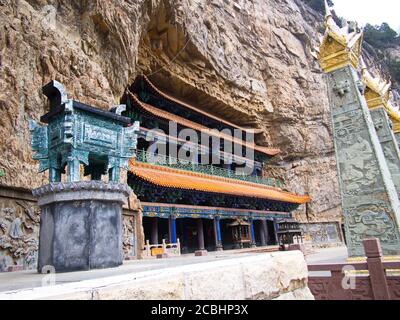 Mianshan Berg das Welterbe, viele der alten hängenden taoistischen Tempel und Höhlen. Alte Stadt Pingyao, Provinz Shanxi, China. Oktober 201 Stockfoto