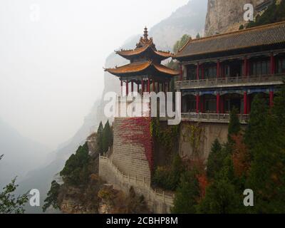 Mianshan Berg das Welterbe, viele der alten hängenden taoistischen Tempel und Höhlen. Alte Stadt Pingyao, Provinz Shanxi, China. Oktober 201 Stockfoto