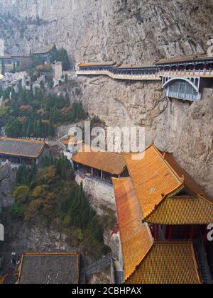 Mianshan Berg das Welterbe, viele der alten hängenden taoistischen Tempel und Höhlen. Alte Stadt Pingyao, Provinz Shanxi, China. Oktober 201 Stockfoto