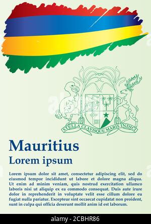 Flagge von Mauritius, Republik Mauritius. Helle, farbenfrohe Vektorgrafik Stock Vektor