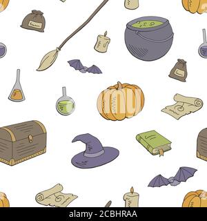 Witch Grafik Farbe nahtlose Muster Hintergrund Illustration Vektor Stock Vektor