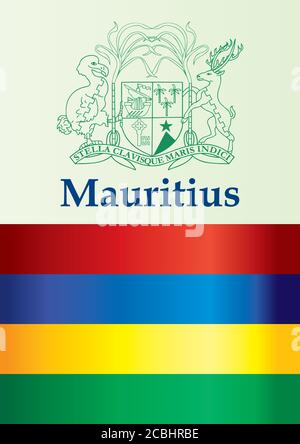 Flagge von Mauritius, Republik Mauritius. Helle, farbenfrohe Vektorgrafik Stock Vektor