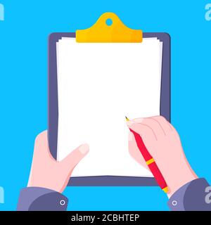 Hand halten Zwischenablage mit leeren Form flach Stil Design-Symbol vektorgrafik für schilder Stock Vektor