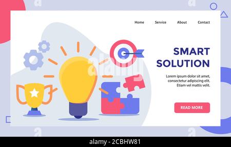 Intelligente Lösung helle Lampe Lampe Kampagne für Web-Website zu Hause Homepage Landing Page Template Banner mit modernem flachen Stil Stock Vektor