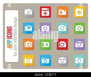 Kamera Icon Set Stock Vektor