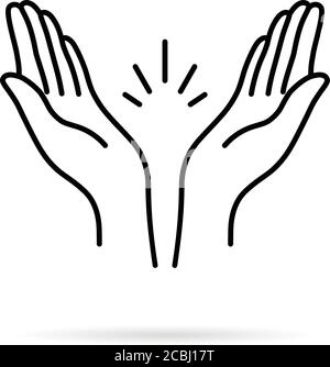 Dünne Linie Gebet Hände oder Applaus Stock Vektor